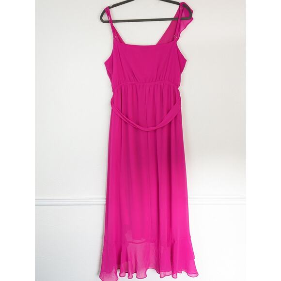 City Chic Dress Maxi Ruffle Flirty Detail Shock Pink Boho Feminine Sexy Size 18 - Picture 5 of 15